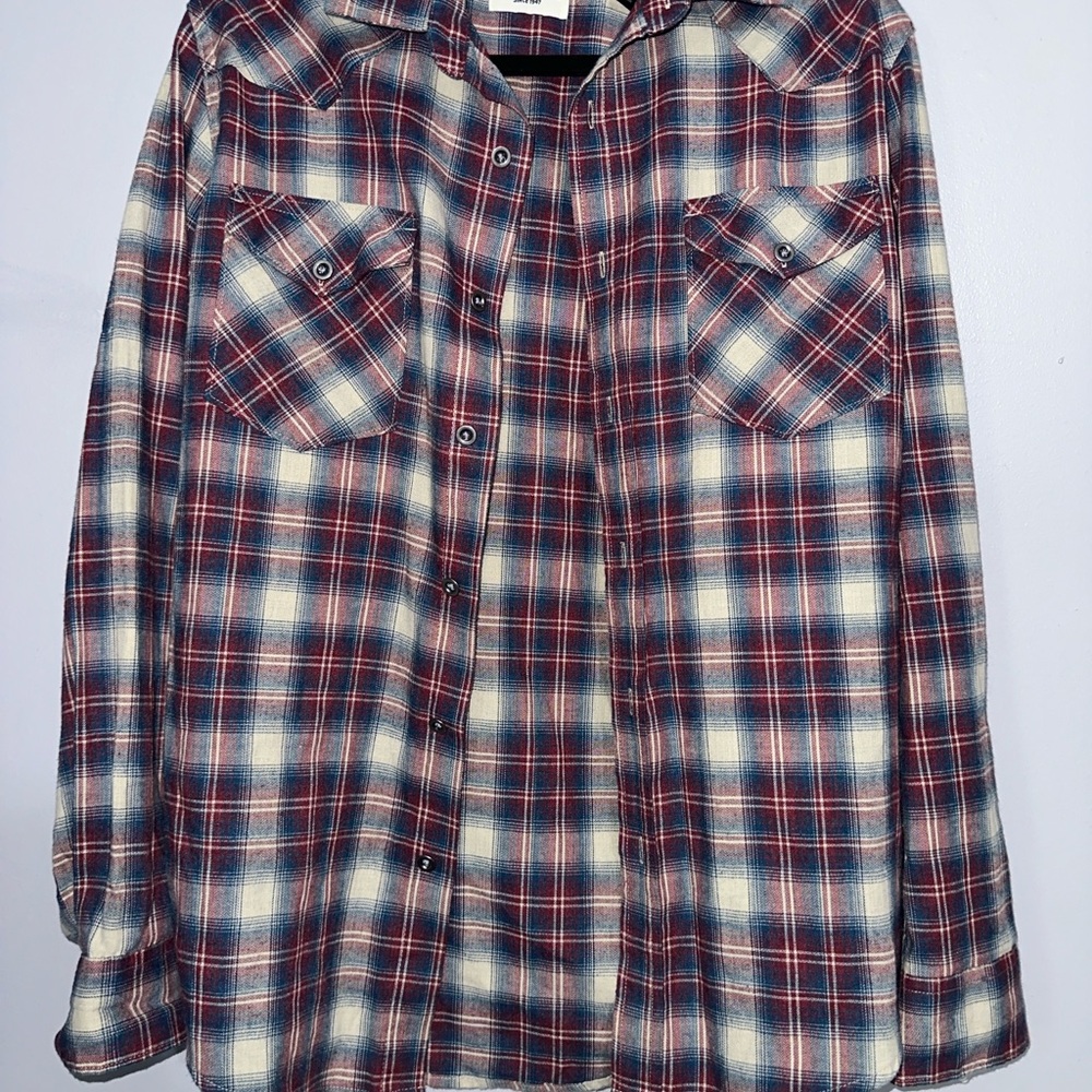 Wrangler Unisex Red and Blue Plaid Shirt